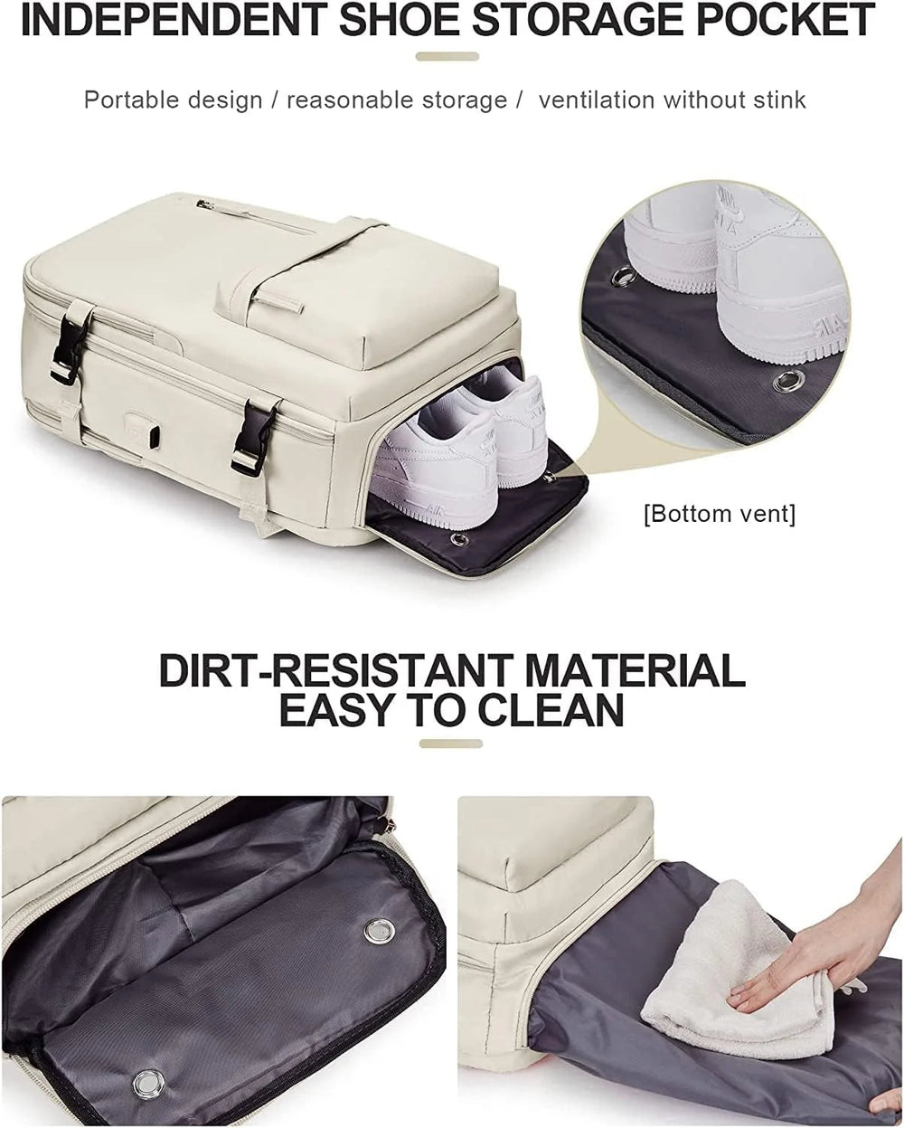 Reisrugzak 40L Waterdicht – Schoenvak, USB-poort & Laptopvak