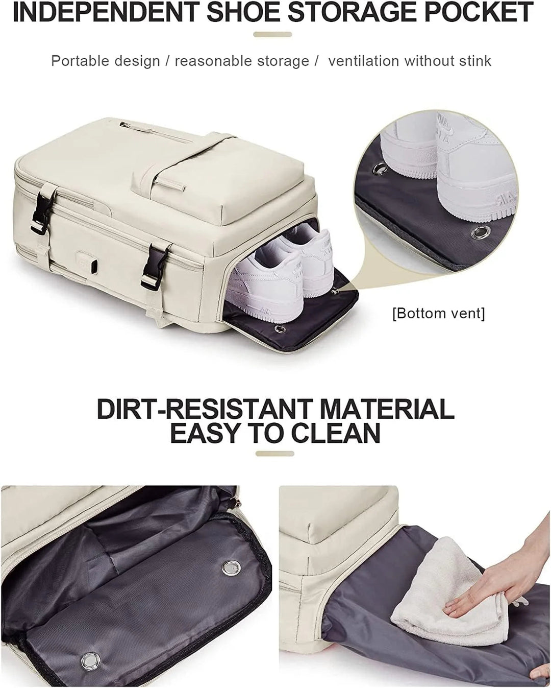 Reisrugzak 40L Waterdicht – Schoenvak, USB-poort &amp; Laptopvak