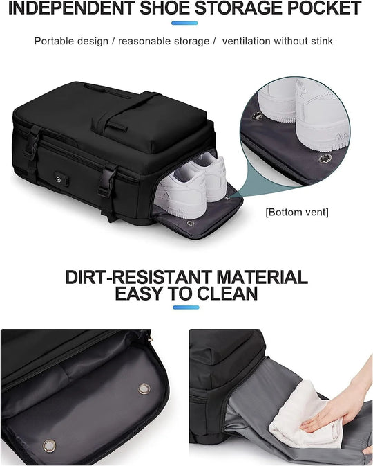 Reisrugzak 40L Waterdicht – Schoenvak, USB-poort &amp; Laptopvak