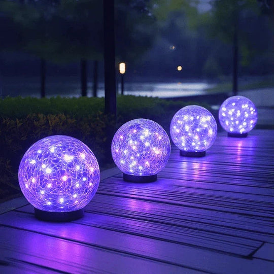 Solar Tuinlamp met Gebarsten Glas - Sfeerlicht voor Buiten