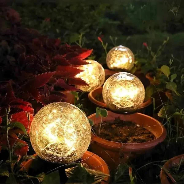 Solar Tuinlamp met Gebarsten Glas - Sfeerlicht voor Buiten