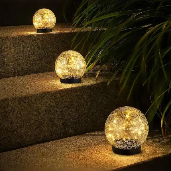 Solar Tuinlamp met Gebarsten Glas - Sfeerlicht voor Buiten