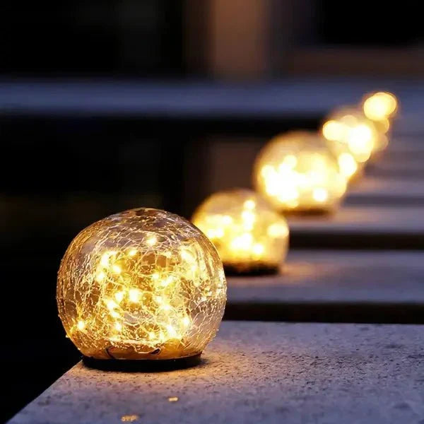Solar Tuinlamp met Gebarsten Glas - Sfeerlicht voor Buiten