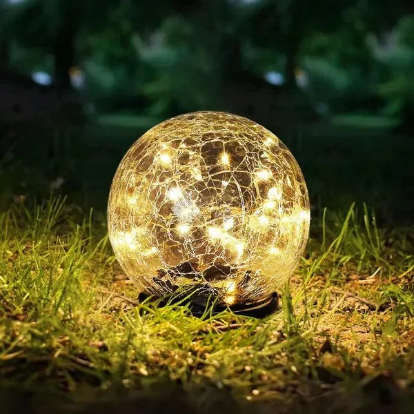 Solar Tuinlamp met Gebarsten Glas - Sfeerlicht voor Buiten