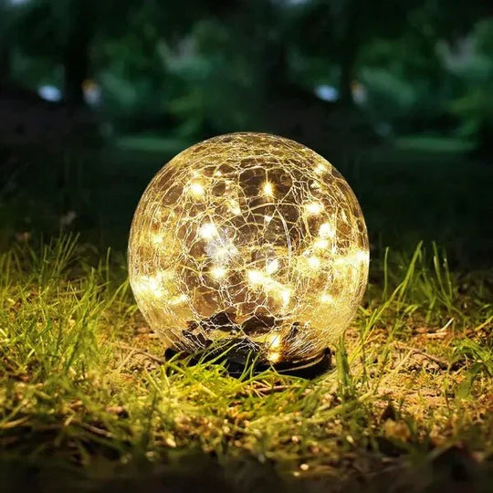 Solar Tuinlamp met Gebarsten Glas - Sfeerlicht voor Buiten