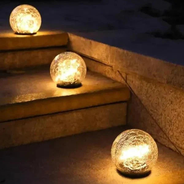 Solar Tuinlamp met Gebarsten Glas - Sfeerlicht voor Buiten