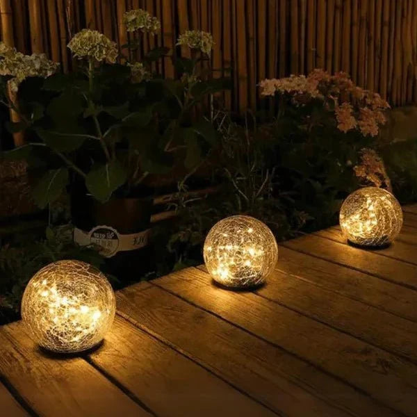 Solar Tuinlamp met Gebarsten Glas - Sfeerlicht voor Buiten