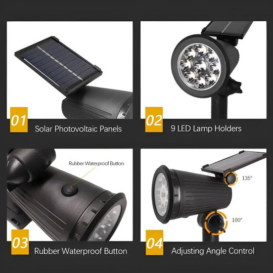 Solar Tuinspot met 9 LEDs - Verstelbaar - 8 uur Verlichting
