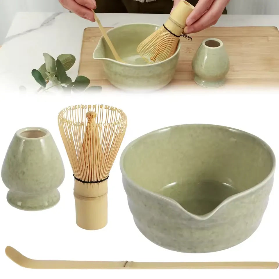 Traditioneel Matcha-theeservies | Keramische Kom Met Bamboe Gereedschappen