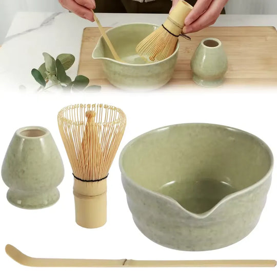 Traditioneel Matcha-theeservies | Keramische Kom Met Bamboe Gereedschappen