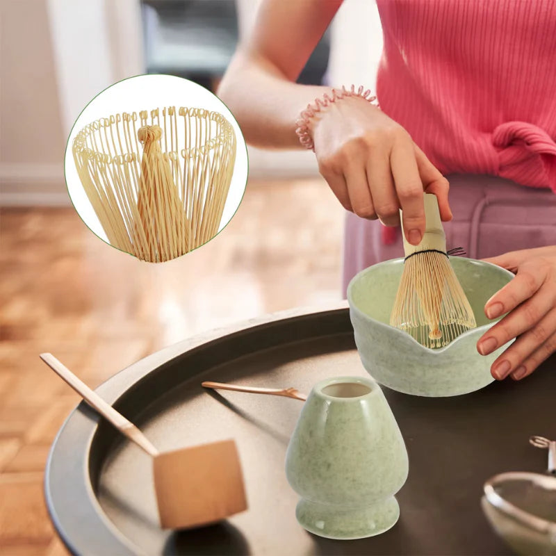 Traditioneel Matcha-theeservies | Keramische Kom Met Bamboe Gereedschappen