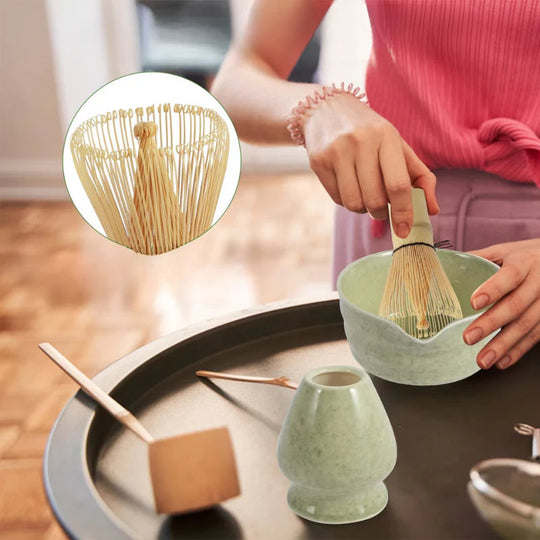 Traditioneel Matcha-theeservies | Keramische Kom Met Bamboe Gereedschappen