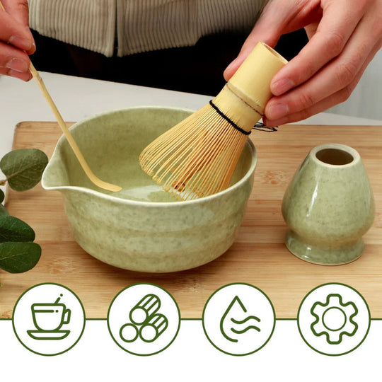 Traditioneel Matcha-theeservies | Keramische Kom Met Bamboe Gereedschappen