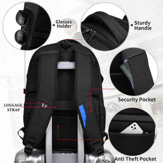 Laptop Travel Backpack – Waterproof with USB Port, Organized