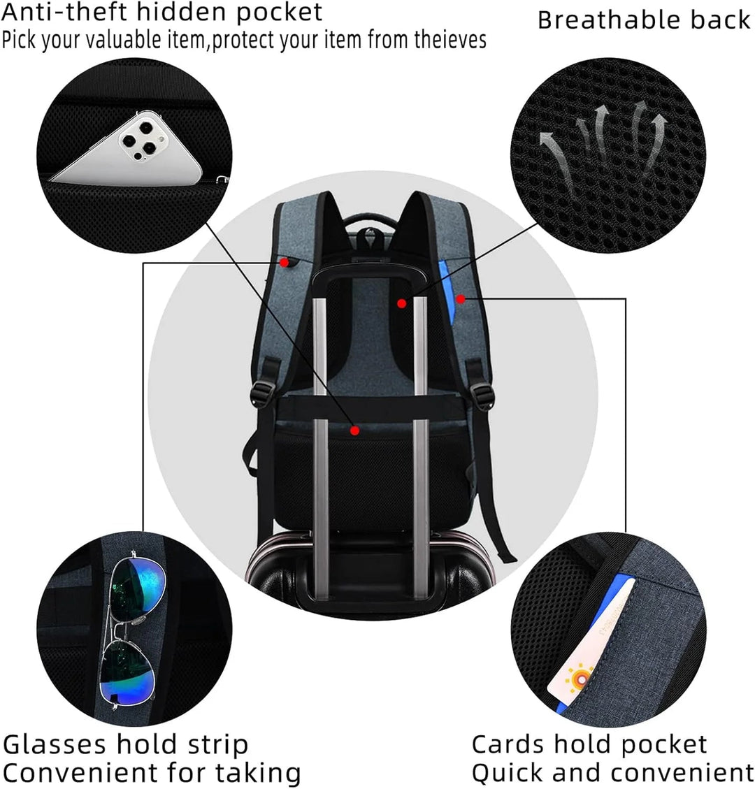 Laptop Travel Backpack – Waterproof with USB Port, Organized