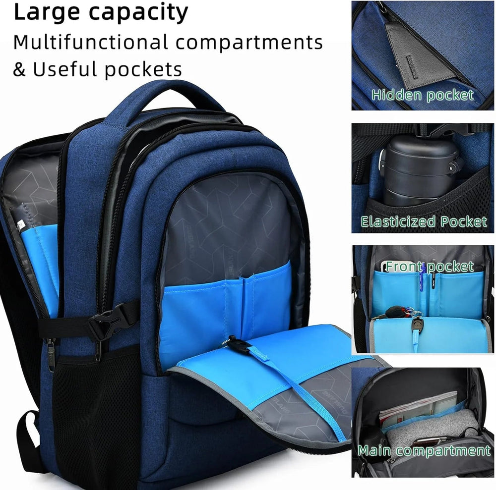 Zaino da viaggio per laptop – Impermeabile, con porta USB e scomparti organizzati