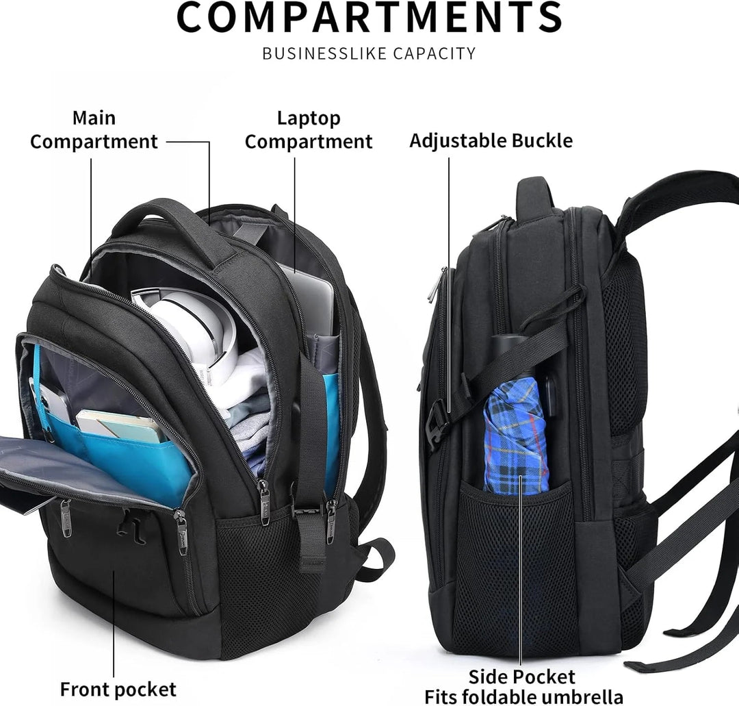 Laptop Travel Backpack – Waterproof with USB Port, Organized