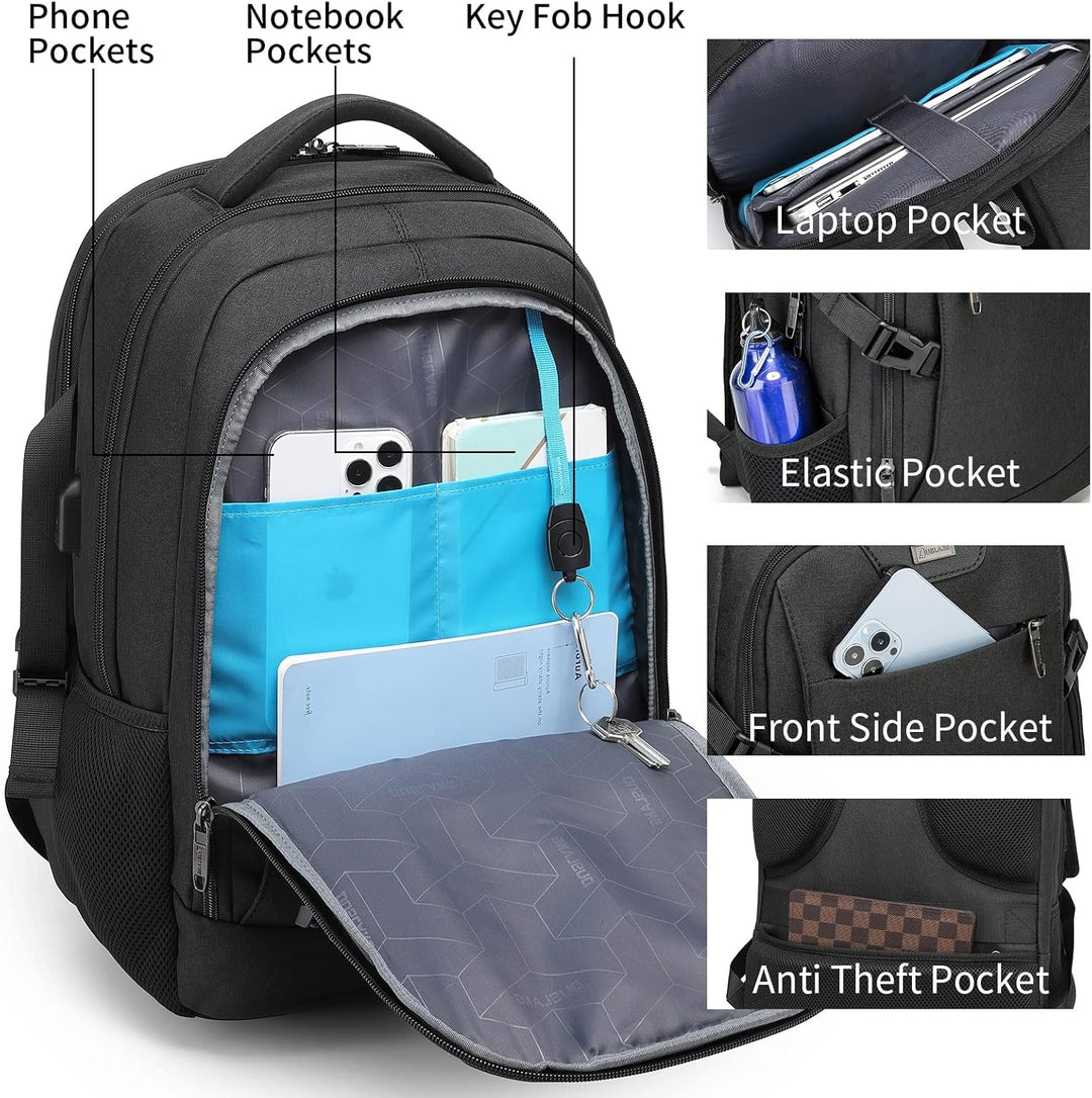 Laptop Travel Backpack – Waterproof with USB Port, Organized