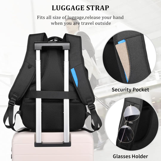 Laptop Travel Backpack – Waterproof with USB Port, Organized