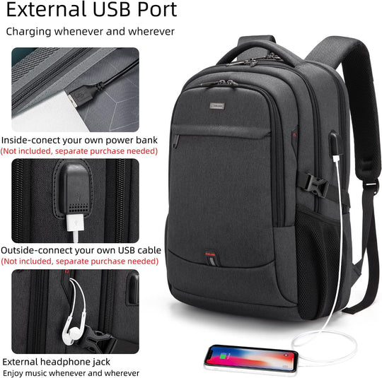 Laptop Travel Backpack – Waterproof with USB Port, Organized