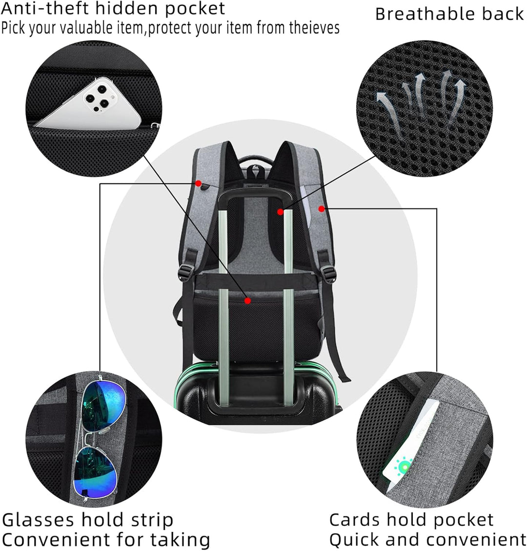Laptop Travel Backpack – Waterproof with USB Port, Organized