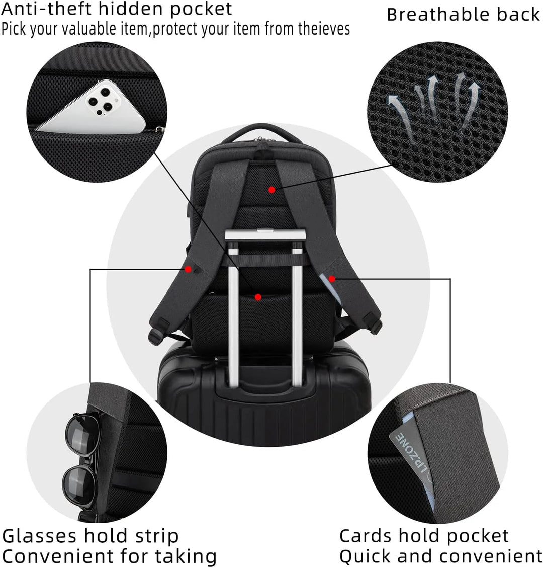 Laptop Travel Backpack – Waterproof with USB Port, Organized