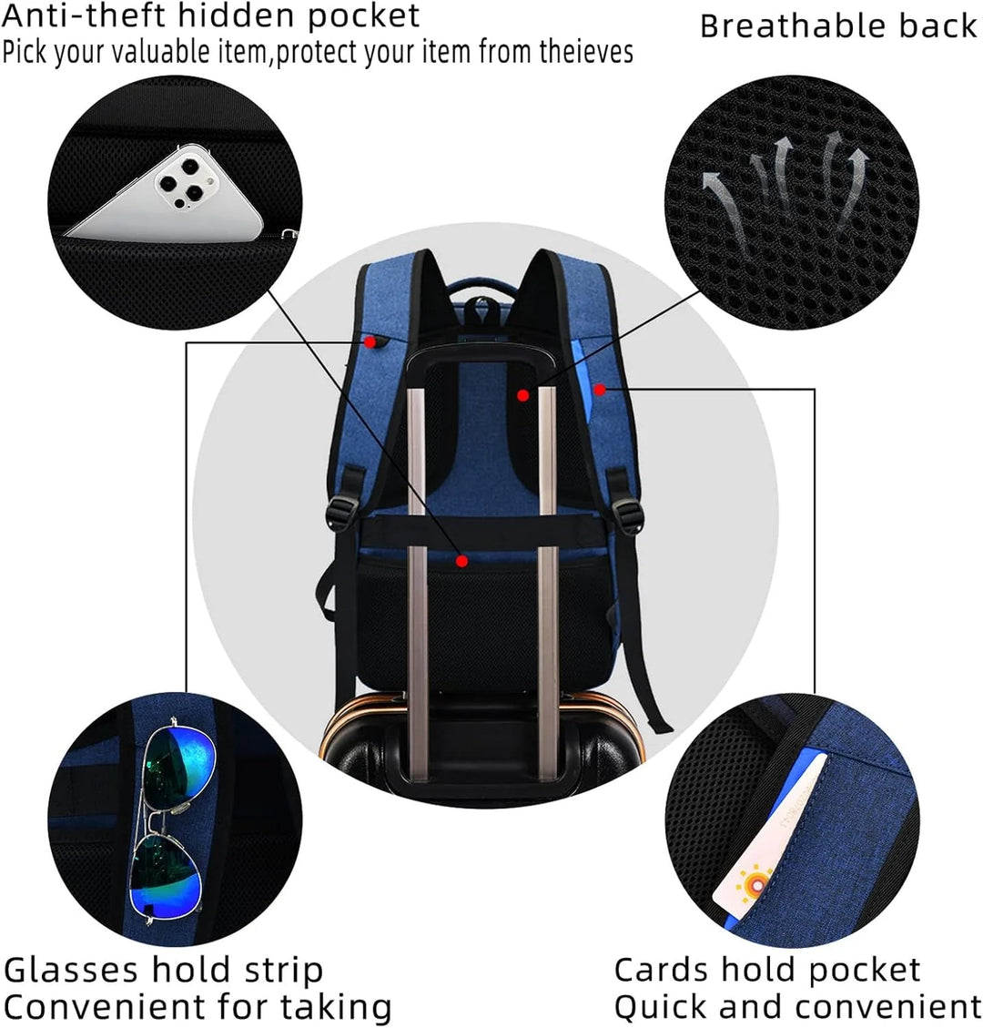 Laptop Travel Backpack – Waterproof with USB Port, Organized