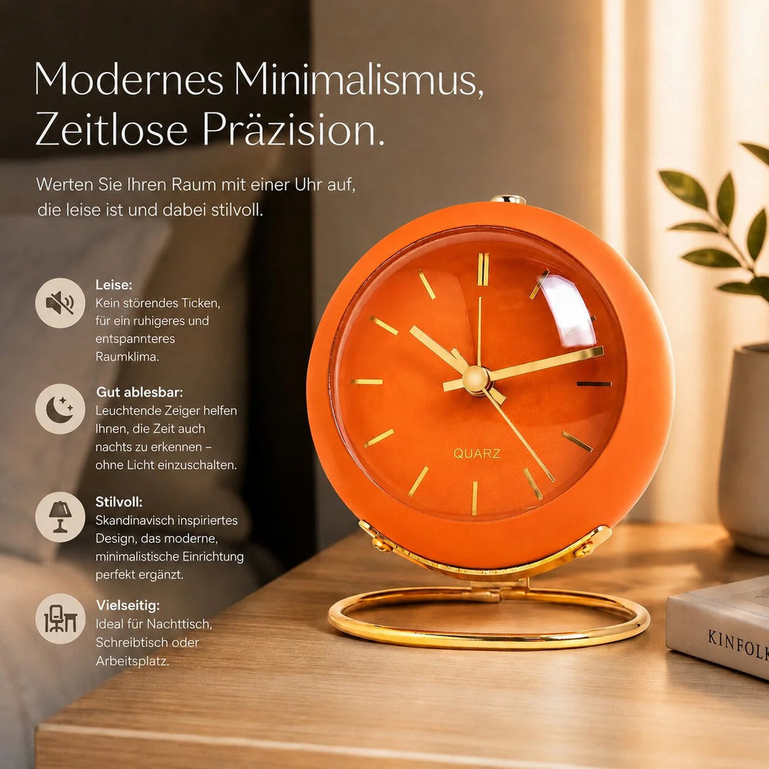 Wekker – Stille Analoge Wekker met Metalen Behuizing