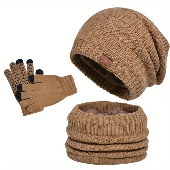 Winterset Heren 3-delig – Muts, Sjaal &amp; Touchscreen Handschoenen