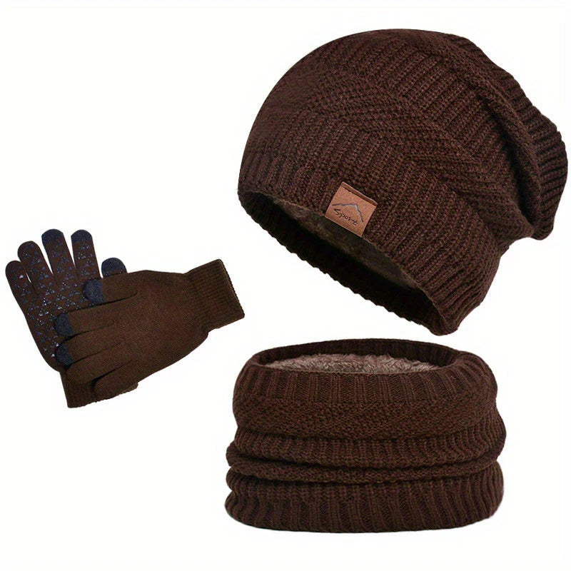 Winterset Heren 3-delig – Muts, Sjaal &amp; Touchscreen Handschoenen