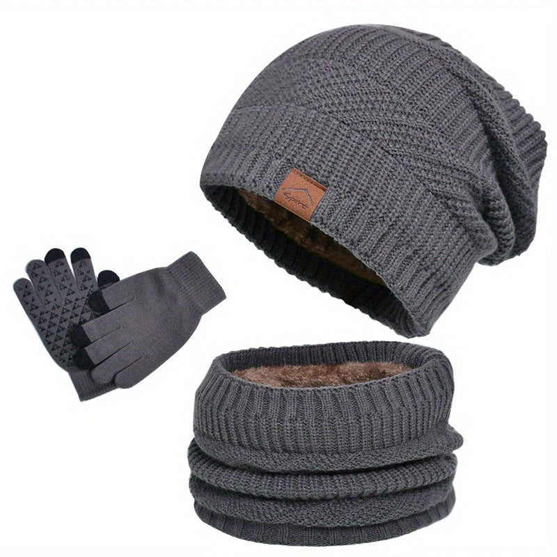 Winterset Heren 3-delig – Muts, Sjaal &amp; Touchscreen Handschoenen