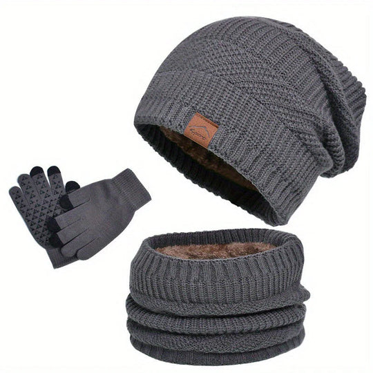 Winterset Heren 3-delig – Muts, Sjaal &amp; Touchscreen Handschoenen