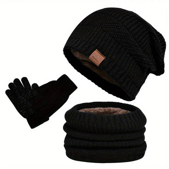 Winterset Heren 3-delig – Muts, Sjaal &amp; Touchscreen Handschoenen
